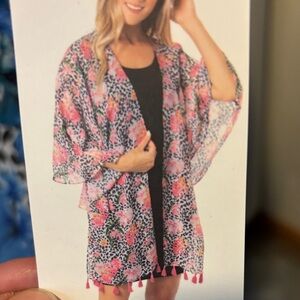 Simply Noelle Floral and Leopard Print Swim Coverup